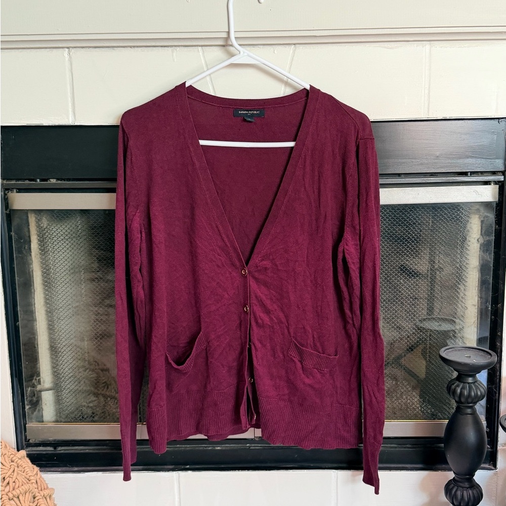 Banana Republic Deep Red Cardigan Sweater
